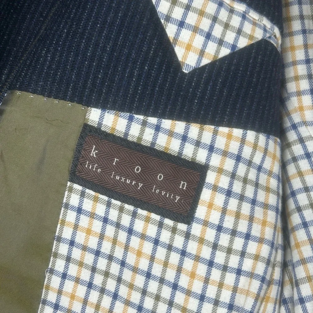 Kroon Men Navy Pinstripe LambsWool Cashmere Ritchie Sport Coat Blazer Jacket 42R